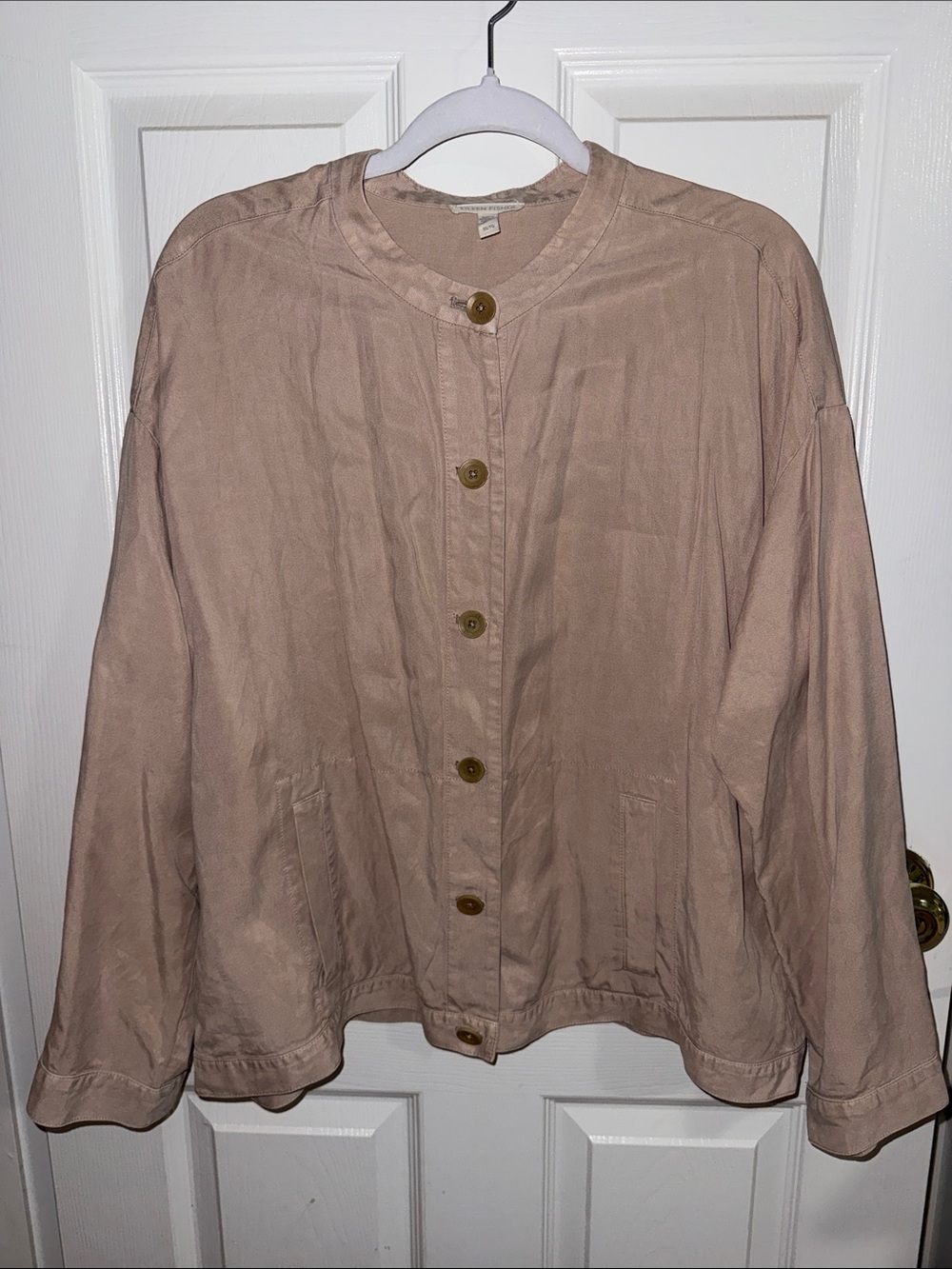 Eileen Fisher Sandstone Button-Front Utility Jacket
